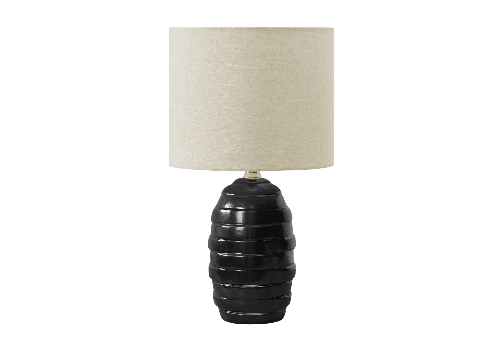 I 9790 - Luminaire, 17''H, Lampe De Table, Céramique Noire, Abat-jour Beige, Contemporain, Moderne - Simple Boutique