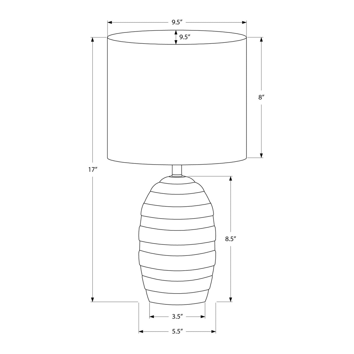 Monarch Specialties I 9790 - Luminaire, 17''H, Lampe De Table, Céramique Noire, Abat-jour Beige, Contemporain, Moderne - Simple Boutique