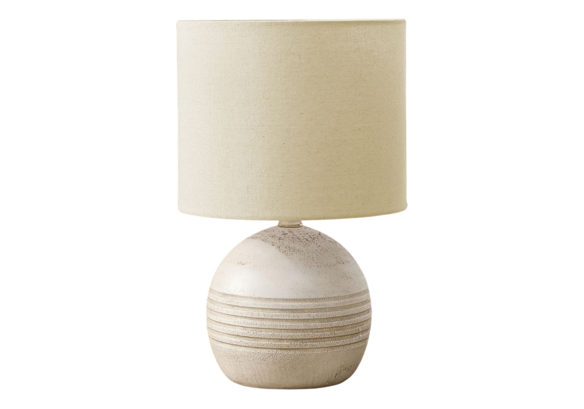 I 9791 - Luminaire, 15''H, Lampe De Table, Résine D'ivoire, Abat-jour Beige - Simple Boutique