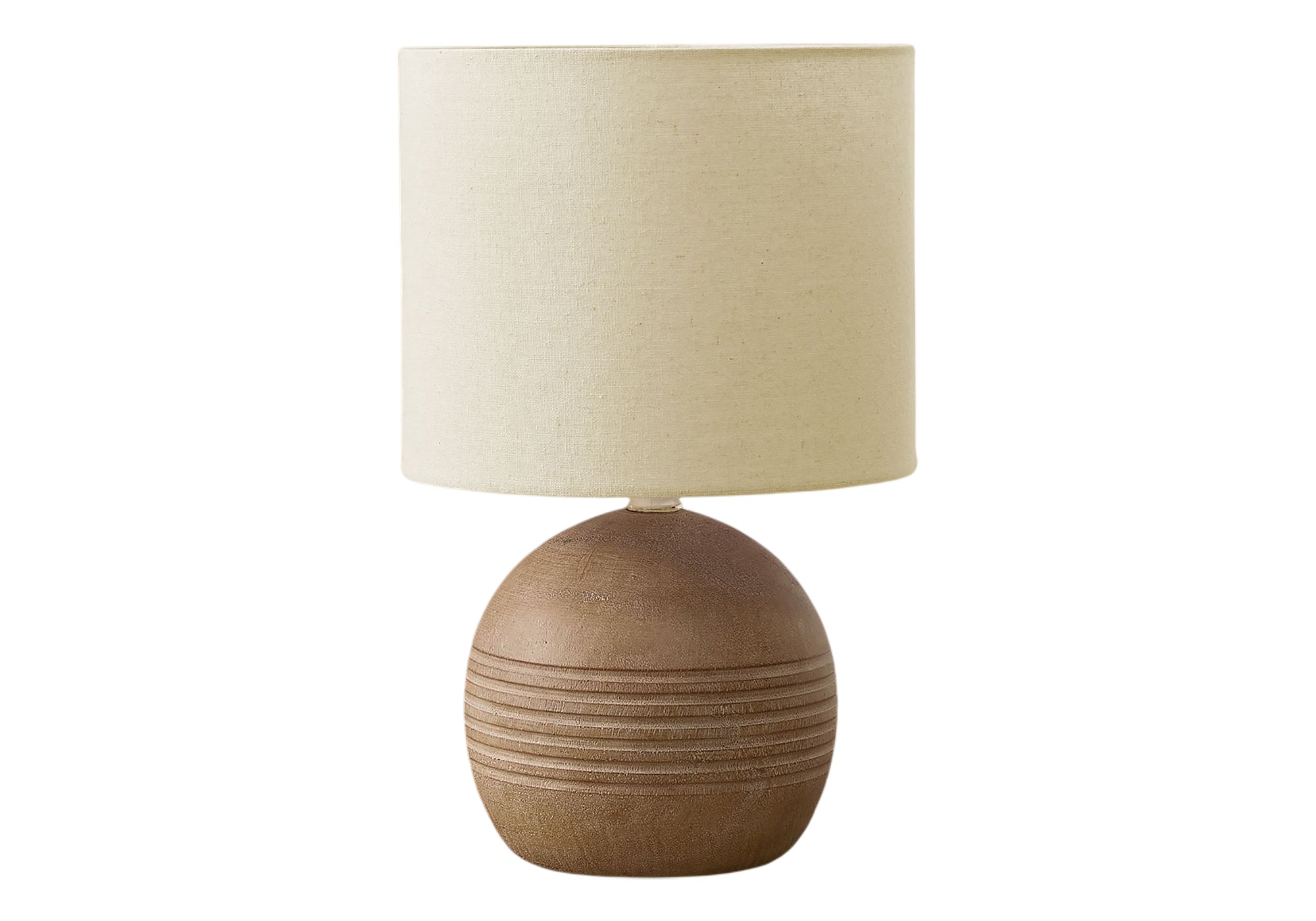 I 9793 - Luminaire, 15''H, Lampe De Table, Résine Brune, Abat-jour Beige, Contemporain, Moderne - Simple Boutique