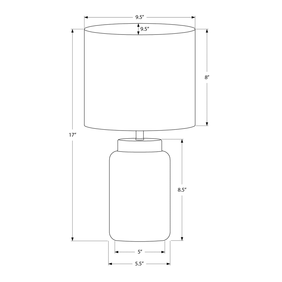Monarch Specialties I 9795 - Luminaire, 17''H, Lampe De Table, Résine Taupe, Abat-jour Ivoire / Crème - Simple Boutique