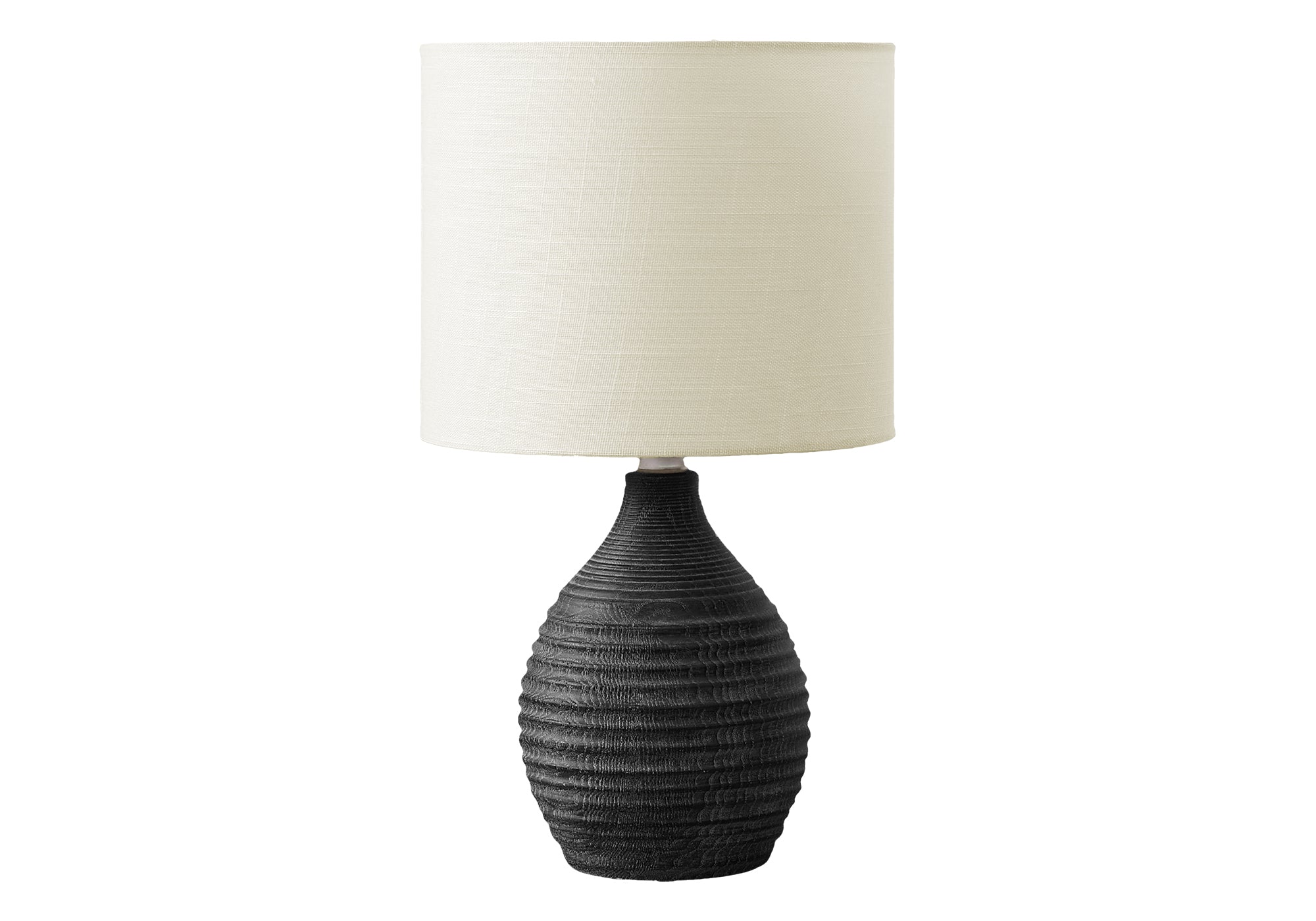 I 9847 - Luminaire, 17''H, Lampe De Table, Résine Grise, Abat-jour Ivoire / Crème, Contemporain, Moderne - Simple Boutique