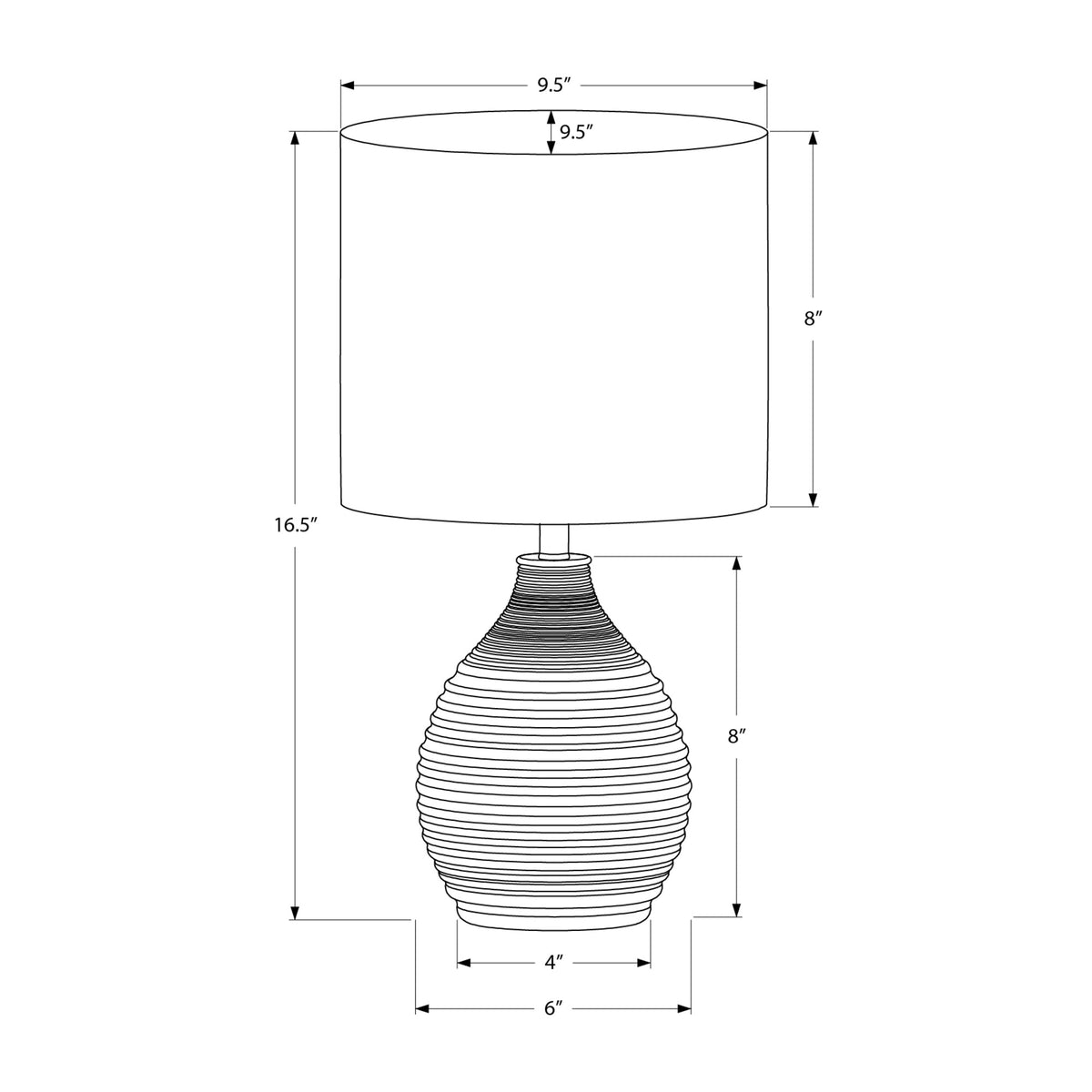 Monarch Specialties I 9847 - Luminaire, 17''H, Lampe De Table, Résine Grise, Abat-jour Ivoire / Crème, Contemporain, Moderne - Simple Boutique