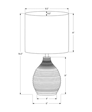 I 9847 - Luminaire, 17''H, Lampe De Table, Résine Grise, Abat-jour Ivoire / Crème, Contemporain, Moderne - Simple Boutique