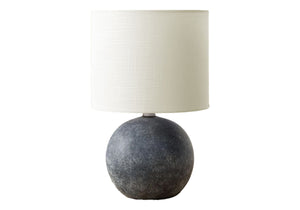 I 9850 - Luminaire, Lampe De Table, 16''H, Béton Gris, Abat-jour Ivoire / Crème - Simple Boutique