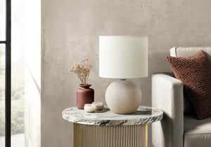 I 9851 - Luminaire, Lampe De Table, 16''H, Béton Ivoire, Abat-jour Ivoire / Crème, Contemporain, Moderne - Simple Boutique