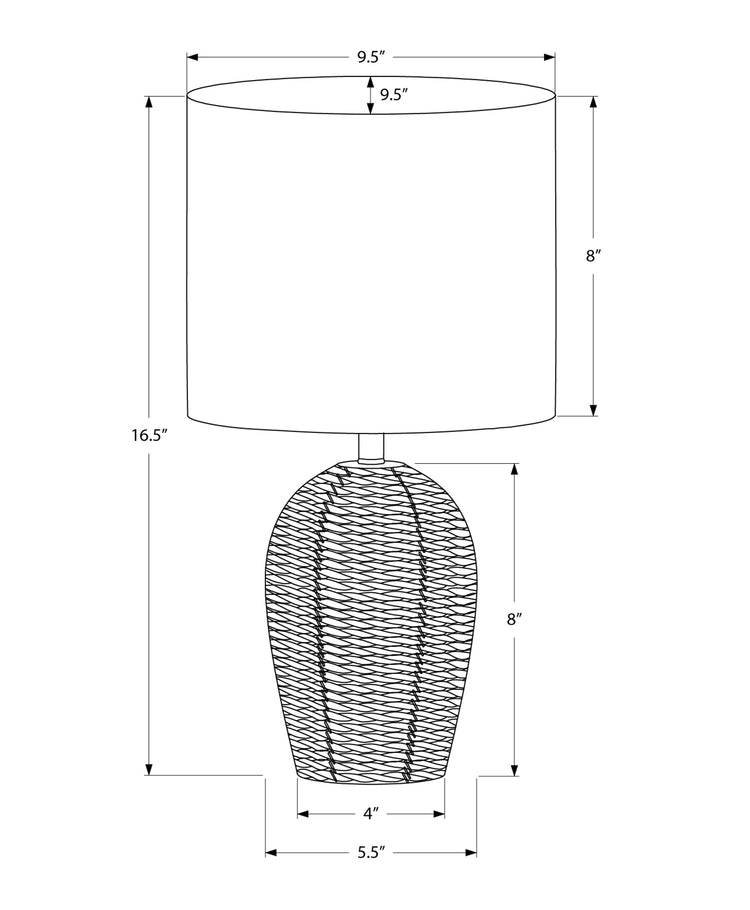I 9855 - Luminaire, 17''H, Lampe De Table, Rotin Blanc, Abat-jour Beige, Transitionnel - Simple Boutique