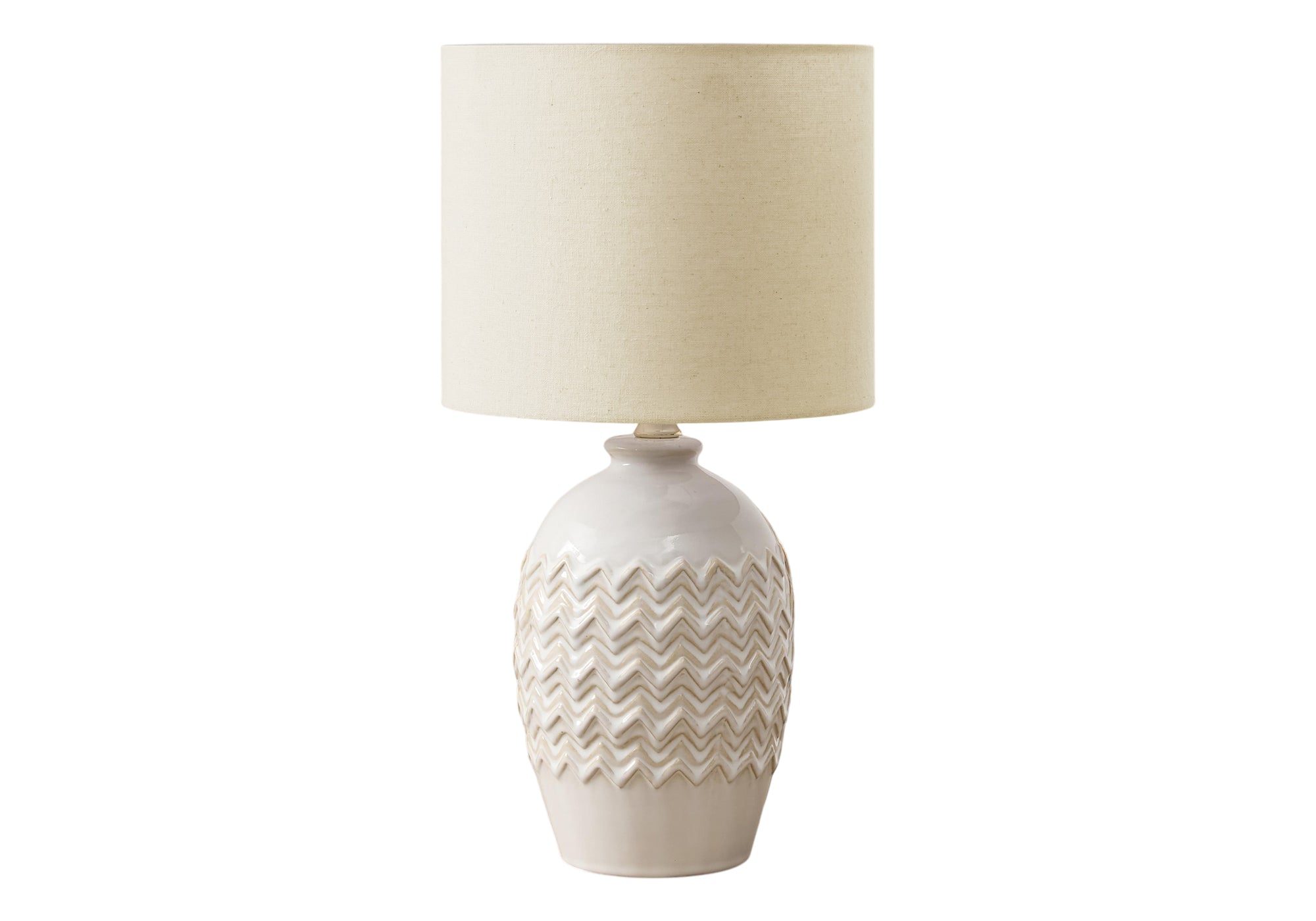 I 9859 - Luminaire, Lampe De Table, 19''H, Céramique Ivoire, Abat-jour Ivoire / Crème, Transitionnel - Simple Boutique