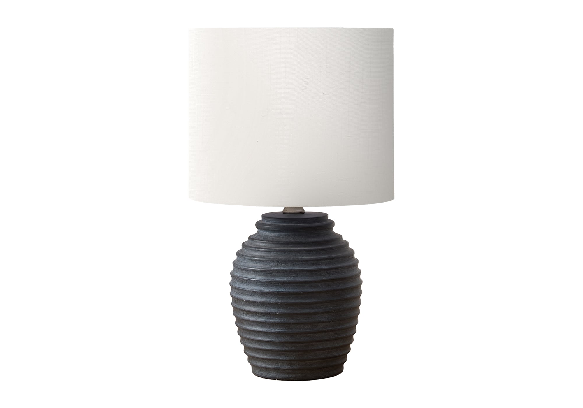 I 9863 - Luminaire, 17''H, Lampe De Table, Résine Noire, Abat-jour Ivoire / Crème - Simple Boutique