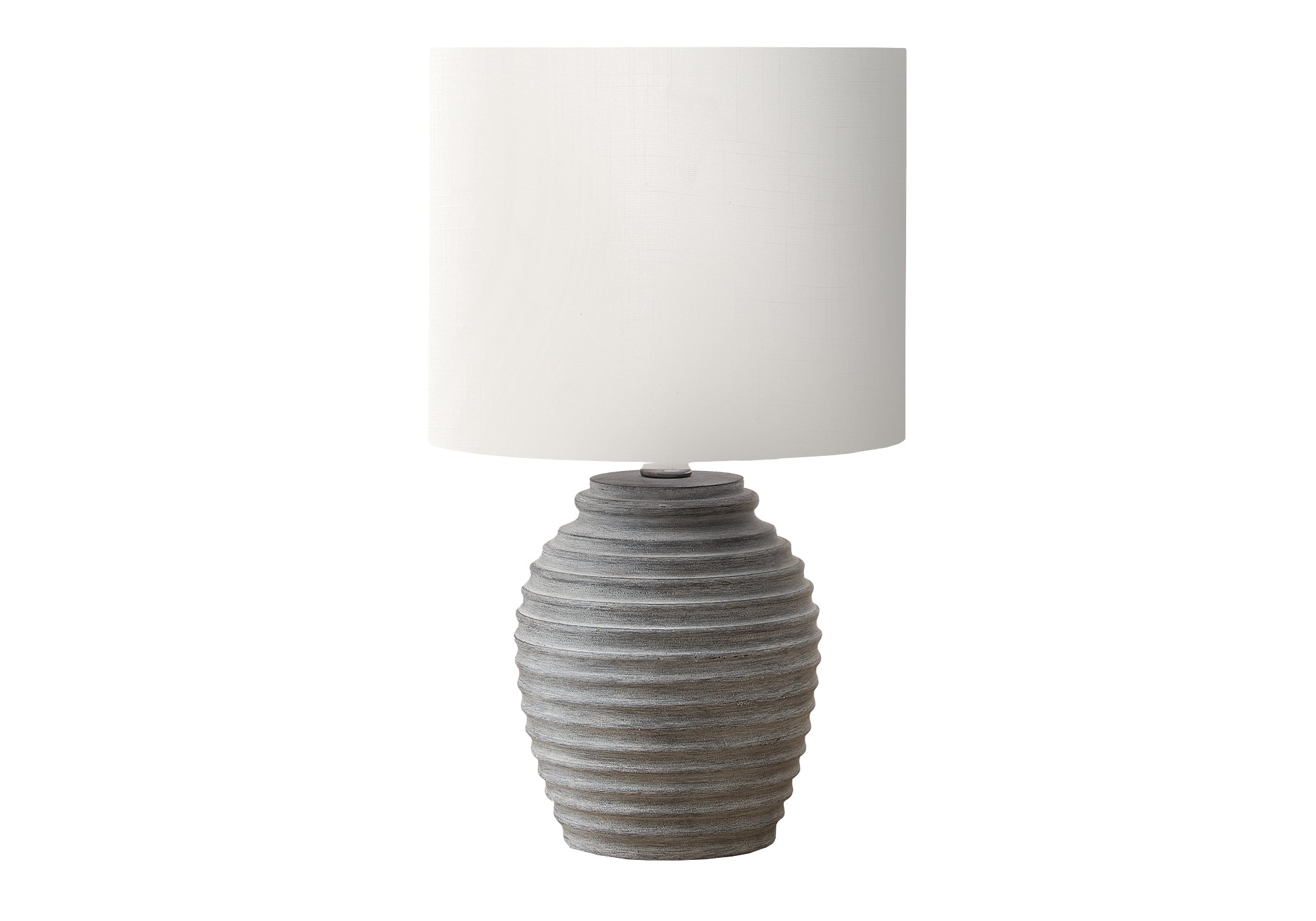 I 9864 - Luminaire, 17''H, Lampe De Table, Résine Grise, Abat-jour Ivoire / Crème, Contemporain - Simple Boutique
