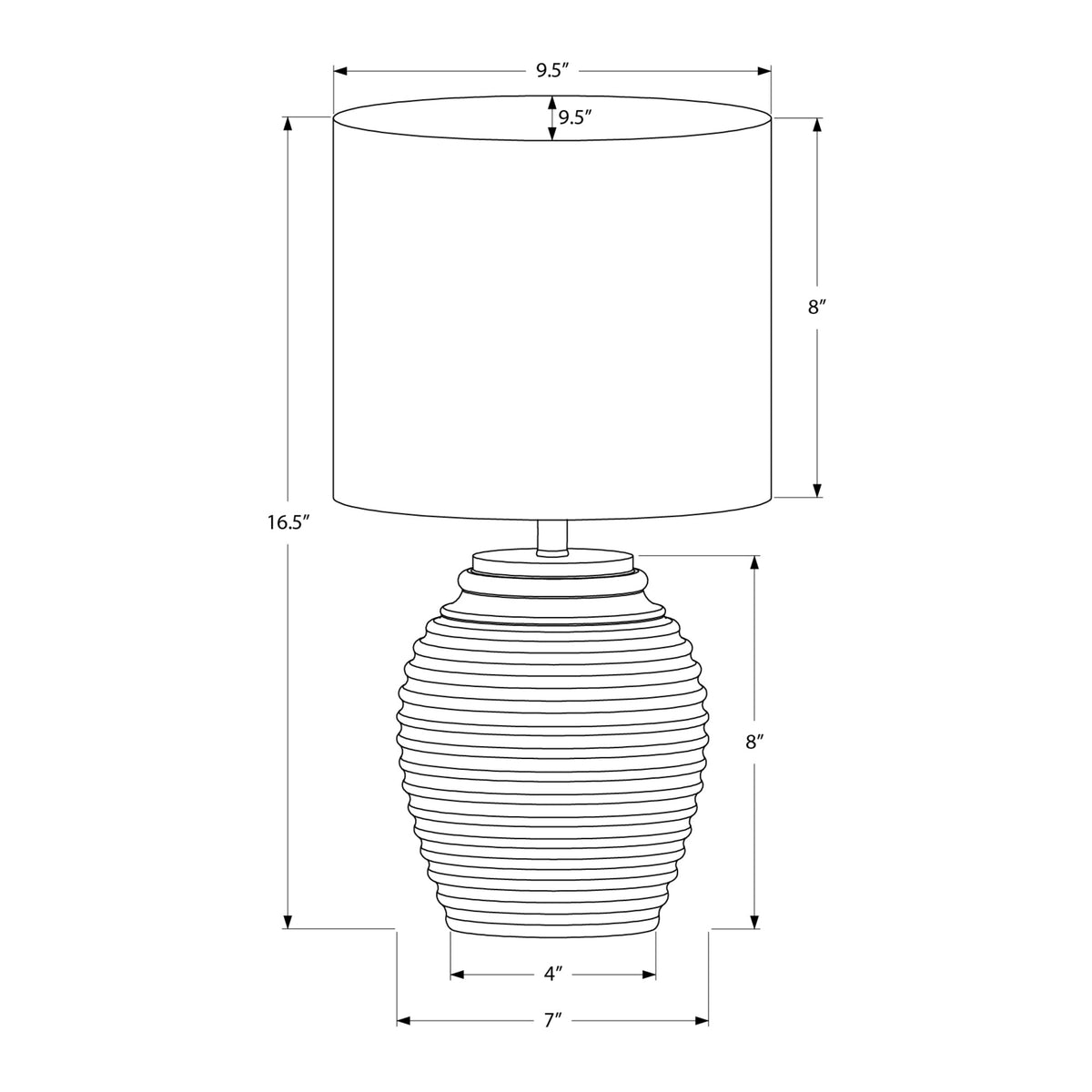 Monarch Specialties I 9864 - Luminaire, 17''H, Lampe De Table, Résine Grise, Abat-jour Ivoire / Crème, Contemporain - Simple Boutique
