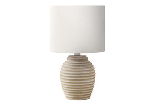 I 9865 - Luminaire, 17''H, Lampe De Table, Résine Beige, Abat-jour Ivoire / Crème, Contemporain - Simple Boutique