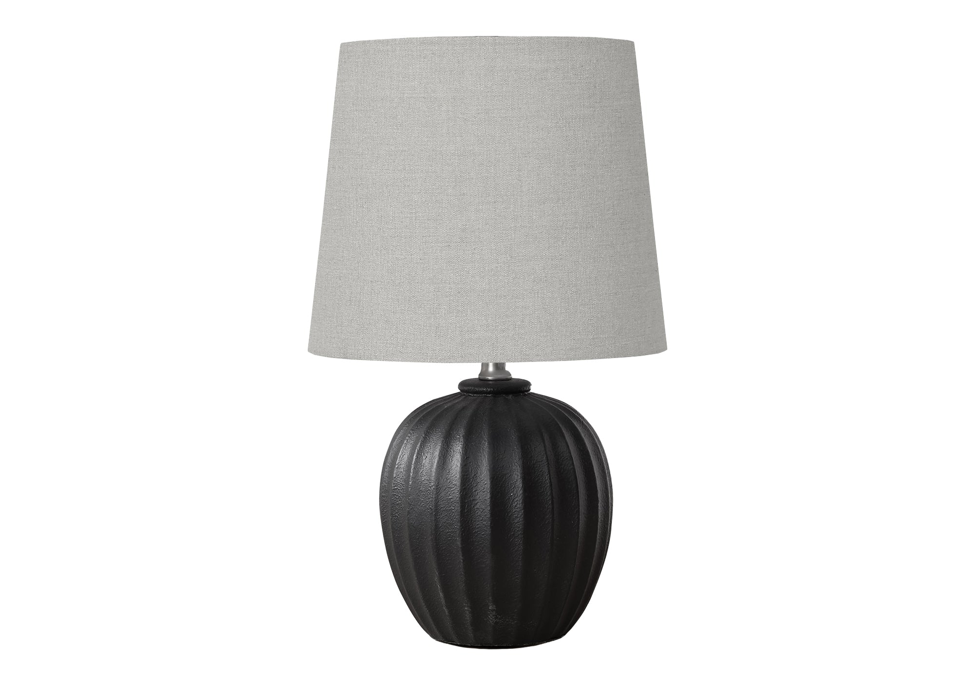 I 9868 - Luminaire, 19''H, Lampe De Table, Résine Noire, Abat-jour Gris, Transitionnel - Simple Boutique
