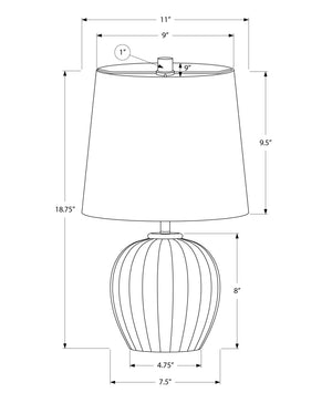 I 9868 - Luminaire, 19''H, Lampe De Table, Résine Noire, Abat-jour Gris, Transitionnel - Simple Boutique