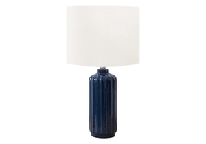 I 9870 - Luminaire, 23''H, Lampe De Table, Céramique Bleue, Abat-jour Ivoire / Crème, Contemporain, Moderne - Simple Boutique
