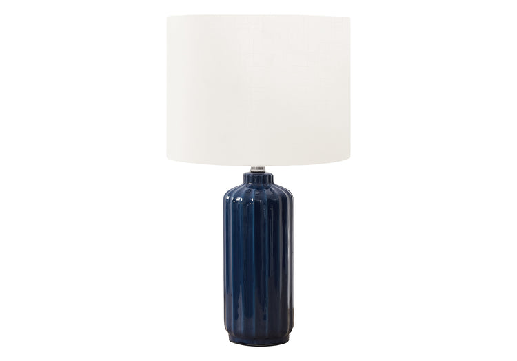 I 9870 - Luminaire, 23''H, Lampe De Table, Céramique Bleue, Abat-jour Ivoire / Crème, Contemporain, Moderne - Simple Boutique