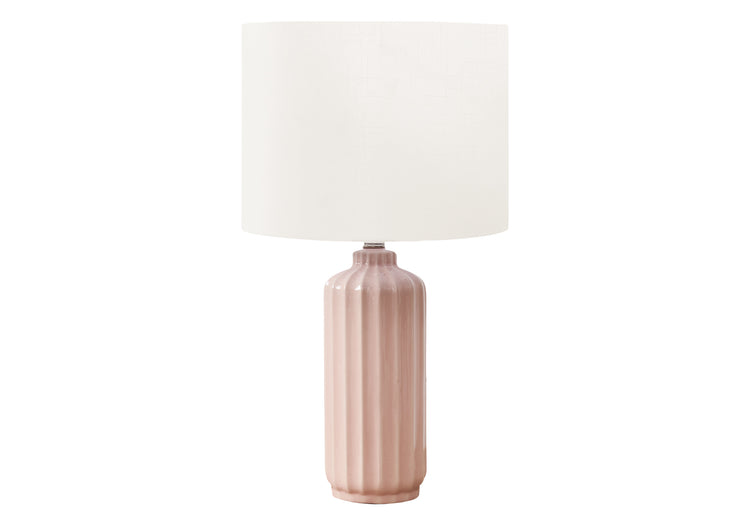 I 9871 - Luminaire, 23''H, Lampe De Table, Céramique Rose, Abat-jour Ivoire / Crème, Contemporain, Moderne - Simple Boutique