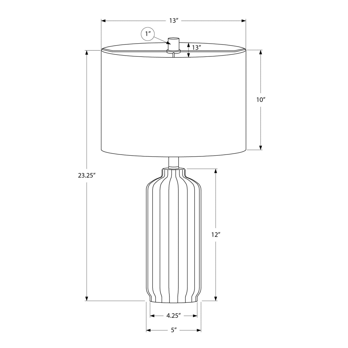 Monarch Specialties I 9872 - Luminaire, 23''H, Lampe De Table, Abat-jour Ivoire / Crème, Céramique Verte, Contemporain, Moderne - Simple Boutique