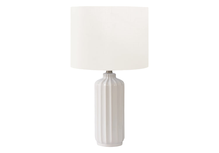 I 9873 - Luminaire, 23''H, Lampe De Table, Crème Céramique, Abat-jour Ivoire / Crème, Contemporain, Moderne - Simple Boutique