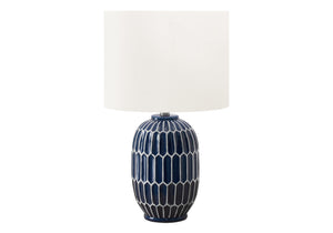 I 9876 - Luminaire, 22''H, Lampe De Table, Céramique Bleue, Abat-jour Ivoire / Crème, Contemporain, Moderne - Simple Boutique