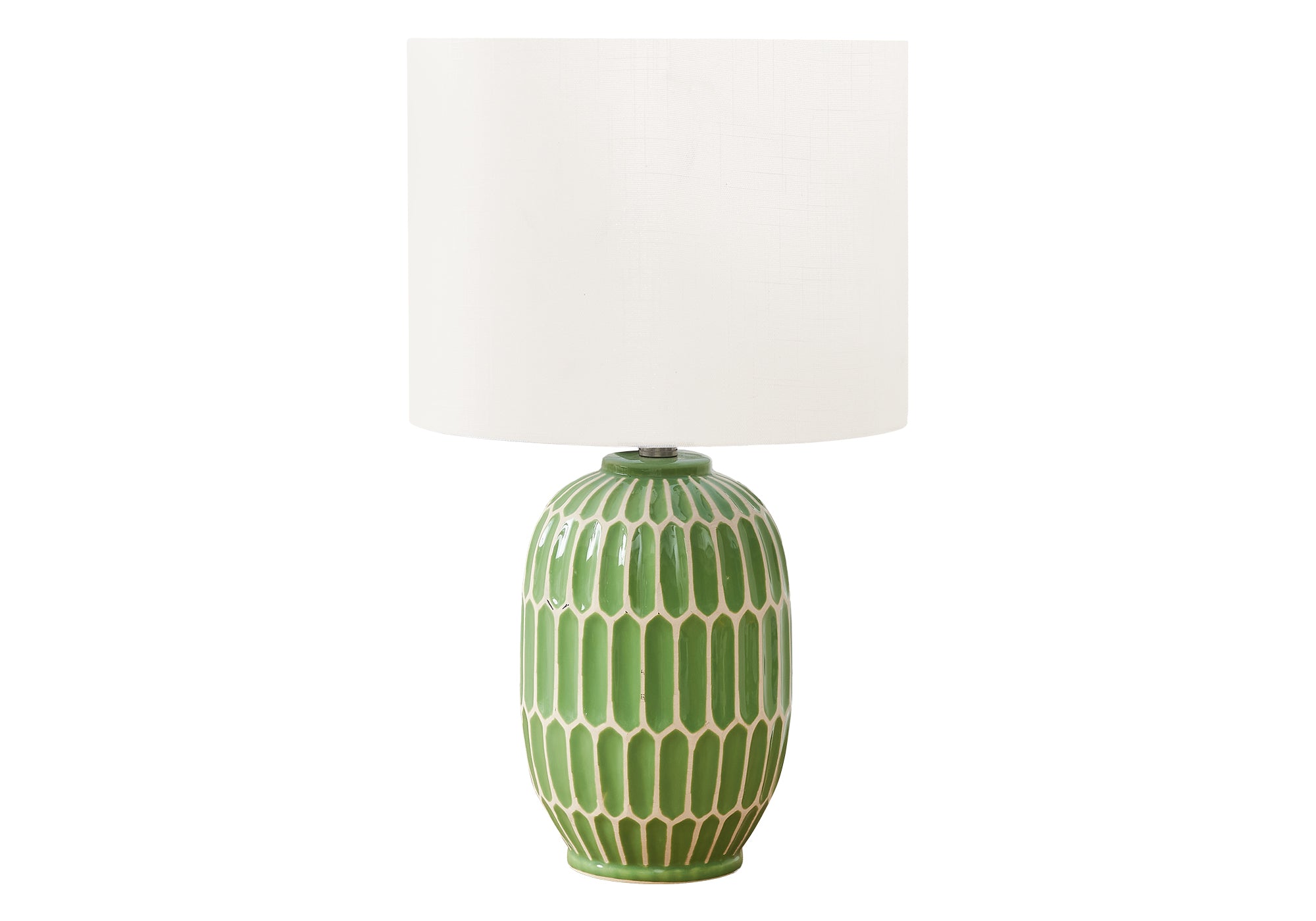 I 9877 - Luminaire, 22''H, Lampe De Table, Céramique Verte, Abat-jour Ivoire / Crème, Contemporain, Moderne - Simple Boutique