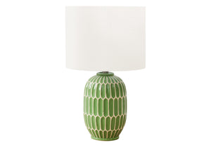 I 9877 - Luminaire, 22''H, Lampe De Table, Céramique Verte, Abat-jour Ivoire / Crème, Contemporain, Moderne - Simple Boutique