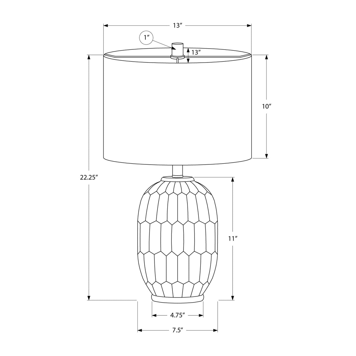 Monarch Specialties I 9877 - Luminaire, 22''H, Lampe De Table, Céramique Verte, Abat-jour Ivoire / Crème, Contemporain, Moderne - Simple Boutique