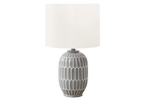 I 9878 - Luminaire, 22''H, Lampe De Table, Céramique Gris, Abat-jour Ivoire / Crème, Contemporain, Moderne - Simple Boutique
