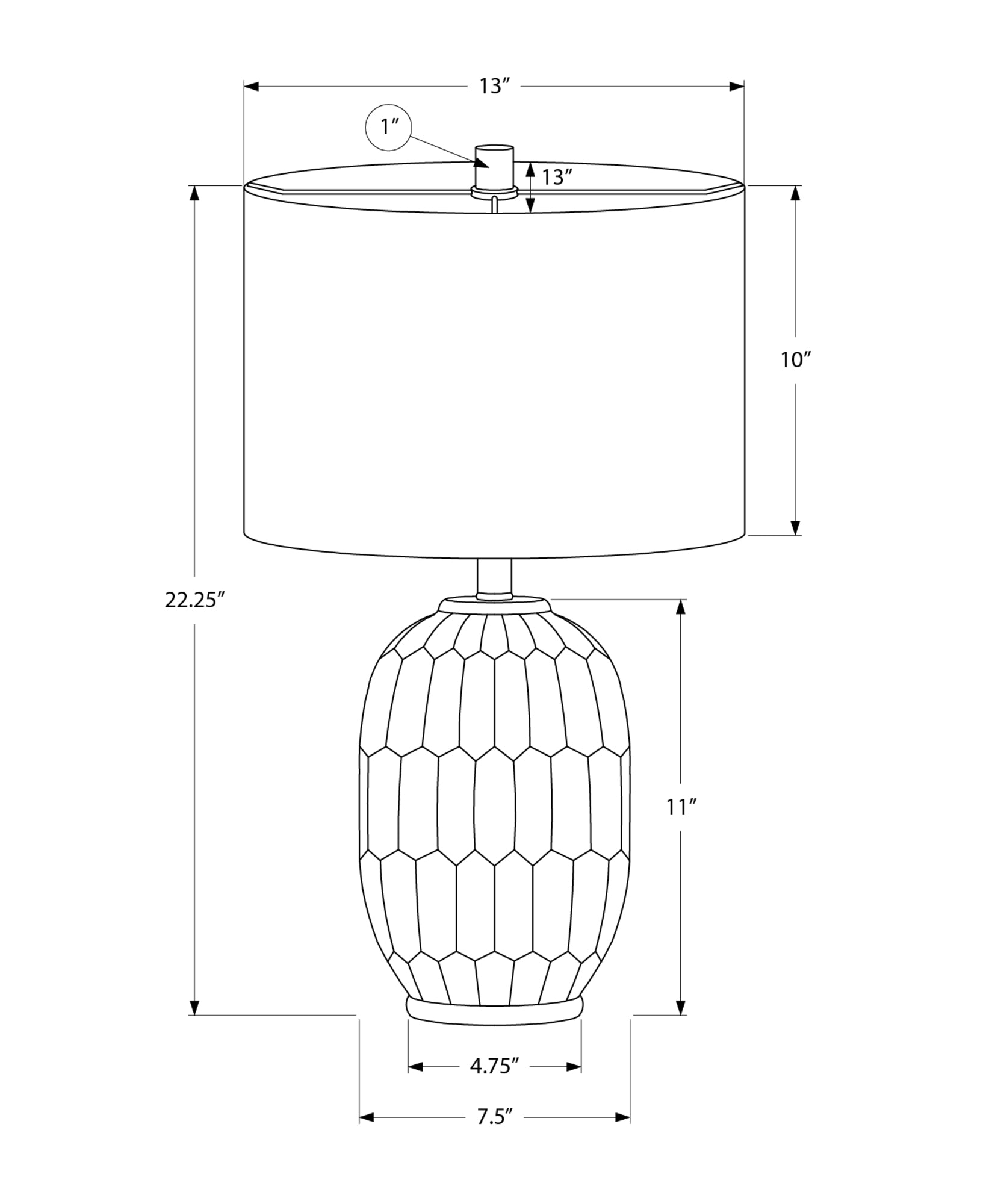 I 9878 - Luminaire, 22''H, Lampe De Table, Céramique Gris, Abat-jour Ivoire / Crème, Contemporain, Moderne - Simple Boutique