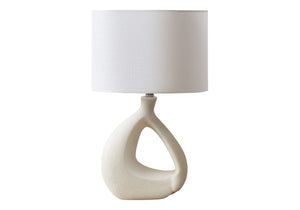 I 9880 - Luminaire, 23''H, Lampe De Table, Résine D'ivoire, Abat-jour Ivoire / Crème, Contemporain - Simple Boutique