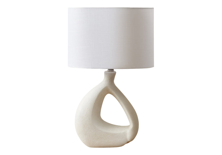 I 9880 - Luminaire, 23''H, Lampe De Table, Résine D'ivoire, Abat-jour Ivoire / Crème, Contemporain - Simple Boutique