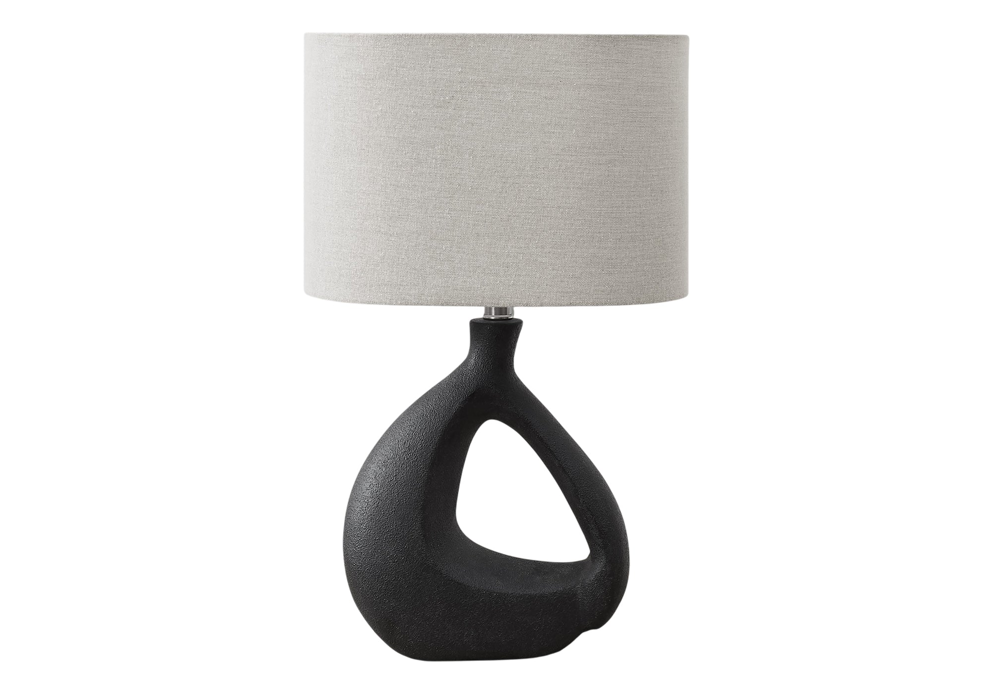 I 9881 - Luminaire, 23''H, Lampe De Table, Résine Noire, Abat-jour Gris, Contemporain, Moderne - Simple Boutique