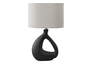 I 9881 - Luminaire, 23''H, Lampe De Table, Résine Noire, Abat-jour Gris, Contemporain, Moderne - Simple Boutique