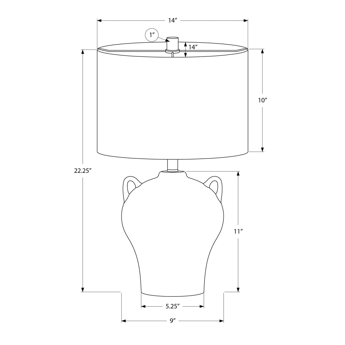Monarch Specialties I 9883 - Luminaire, 22''H, Lampe De Table, Céramique Brune, Abat-jour Beige, Transitionnel - Simple Boutique