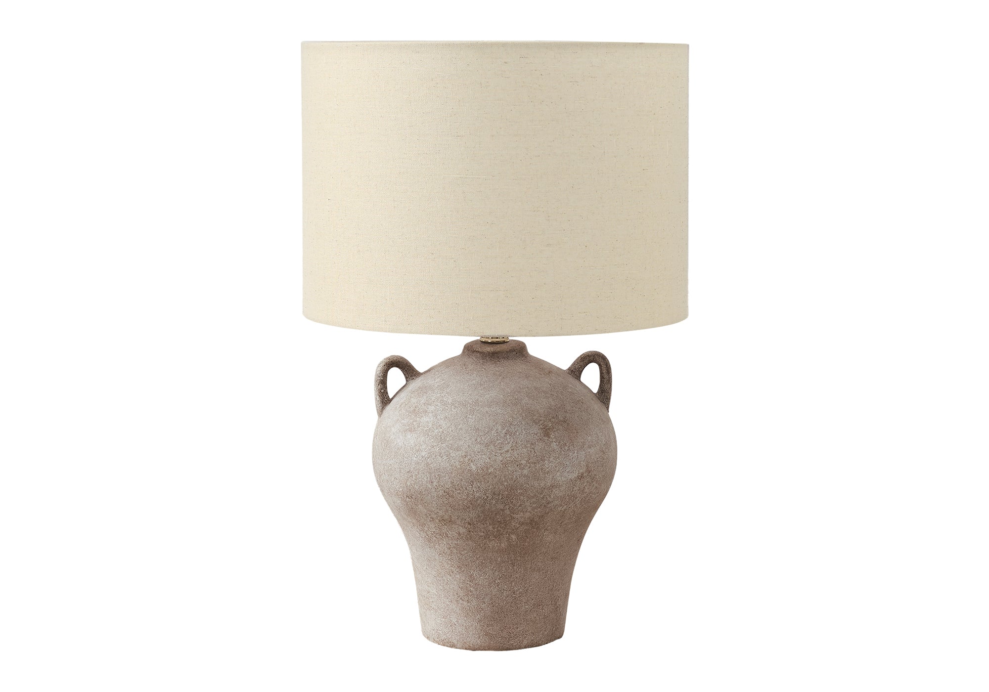 I 9884 - Luminaire, 22''H, Lampe De Table, Céramique Beige, Abat-jour Beige, Transitionnel - Simple Boutique