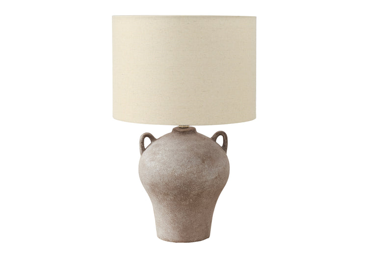 I 9884 - Luminaire, 22''H, Lampe De Table, Céramique Beige, Abat-jour Beige, Transitionnel - Simple Boutique