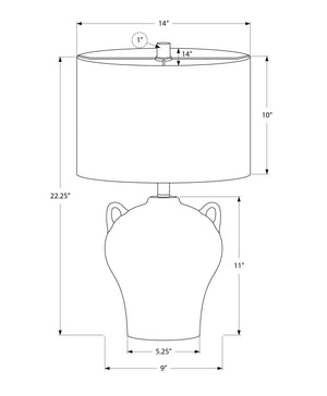 I 9884 - Luminaire, 22''H, Lampe De Table, Céramique Beige, Abat-jour Beige, Transitionnel - Simple Boutique