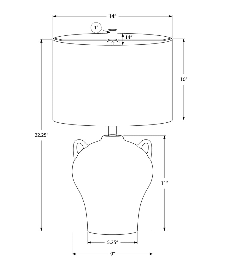 I 9884 - Luminaire, 22''H, Lampe De Table, Céramique Beige, Abat-jour Beige, Transitionnel - Simple Boutique