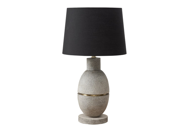 I 9887 - Luminaire, 25''H, Lampe De Table, Résine Grise, Abat-jour Noir, Contemporain, Moderne - Simple Boutique
