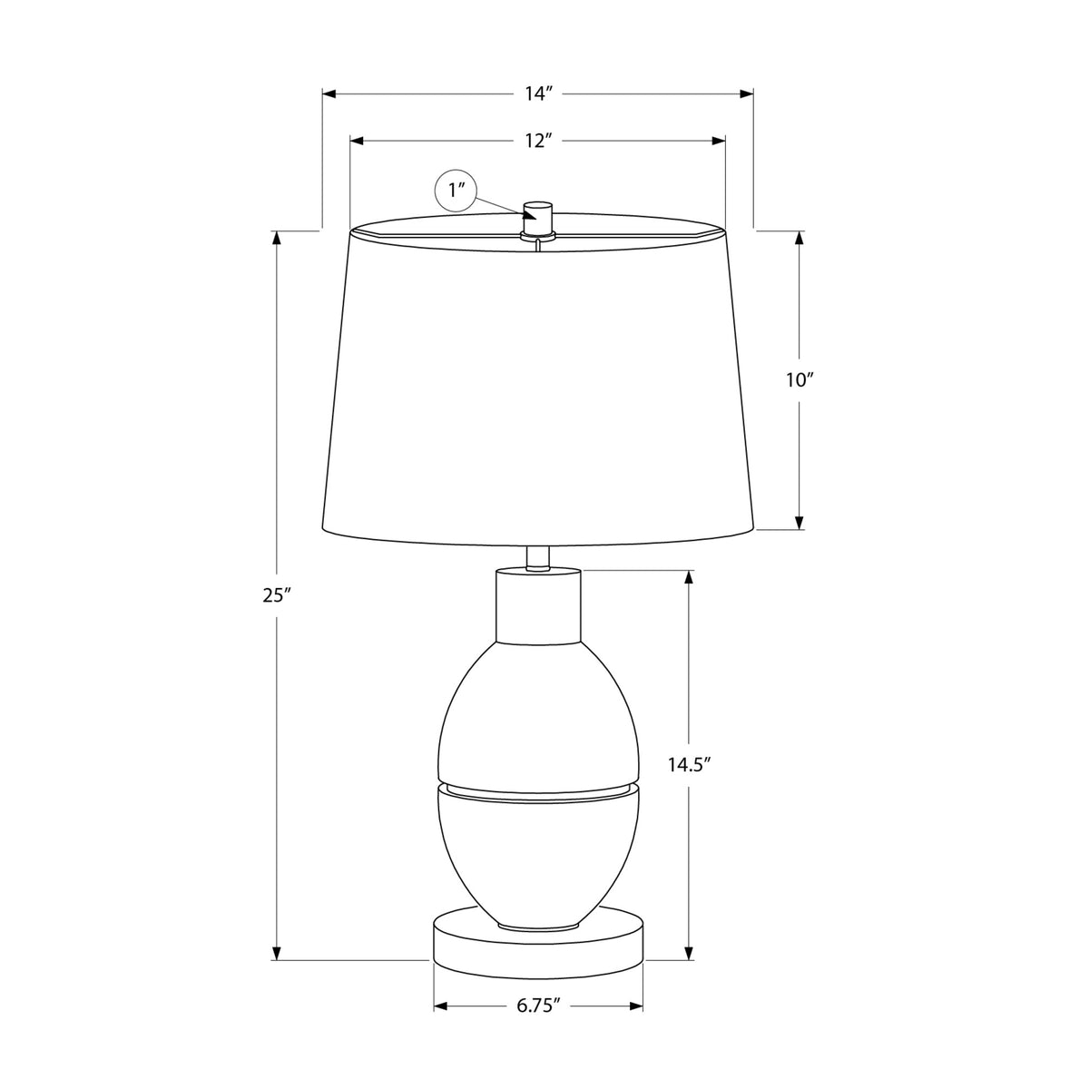 Monarch Specialties I 9887 - Luminaire, 25''H, Lampe De Table, Résine Grise, Abat-jour Noir, Contemporain, Moderne - Simple Boutique