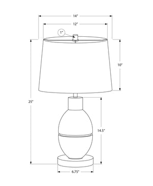 I 9887 - Luminaire, 25''H, Lampe De Table, Résine Grise, Abat-jour Noir, Contemporain, Moderne - Simple Boutique