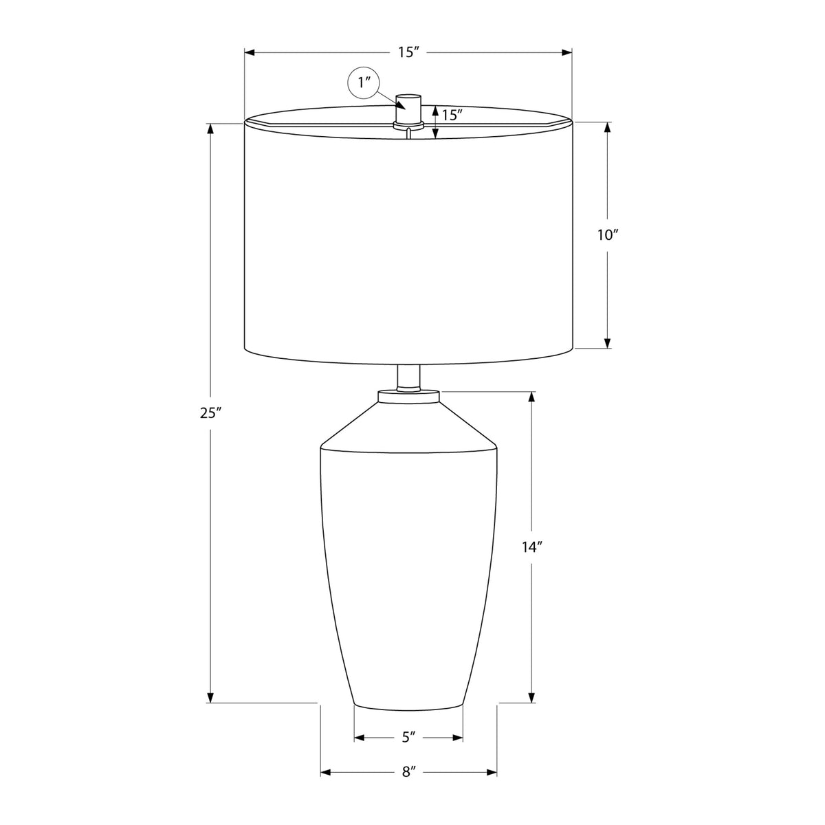 Monarch Specialties I 9889 - Luminaire, 25''H, Lampe De Table, Béton Bleu, Abat-jour Ivoire / Crème, Contemporain, Moderne - Simple Boutique