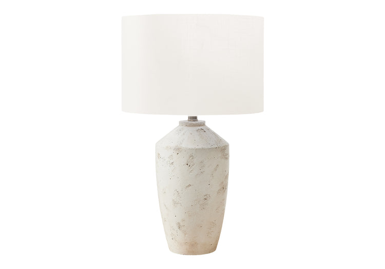 I 9892 - Luminaire, 25''H, Lampe De Table, Béton Ivoire, Abat-jour Ivoire / Crème, Contemporain, Moderne - Simple Boutique