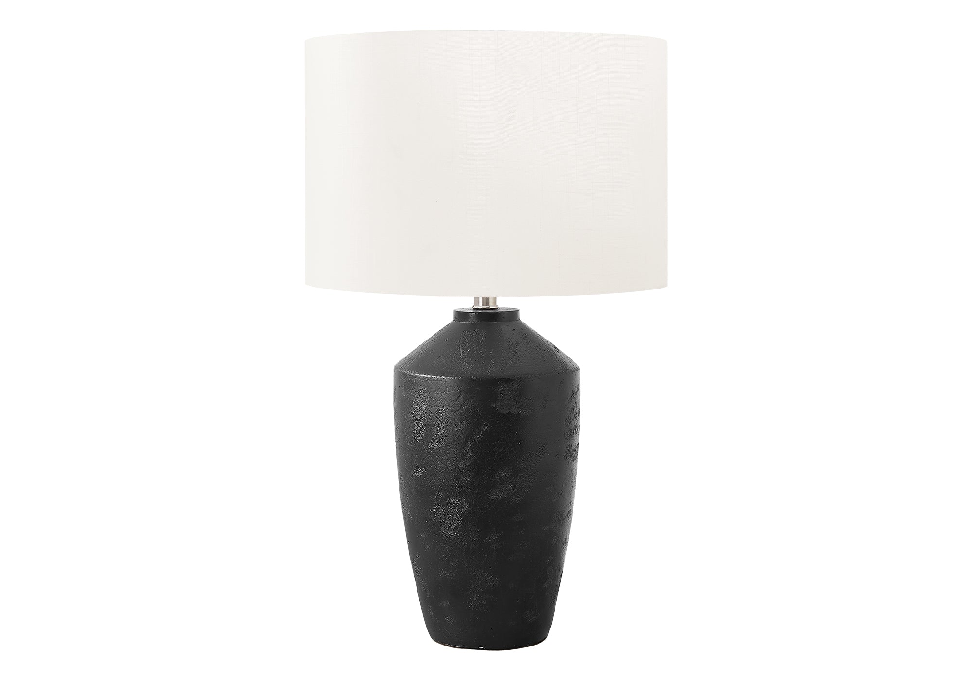 I 9893 - Luminaire, 25''H, Lampe De Table, Béton Noir, Abat-jour Ivoire / Crème, Contemporain, Moderne - Simple Boutique