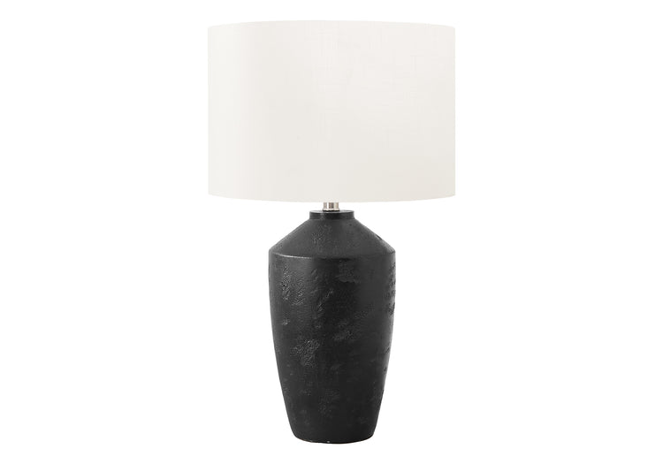 I 9893 - Luminaire, 25''H, Lampe De Table, Béton Noir, Abat-jour Ivoire / Crème, Contemporain, Moderne - Simple Boutique