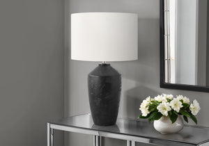 I 9893 - Luminaire, 25''H, Lampe De Table, Béton Noir, Abat-jour Ivoire / Crème, Contemporain, Moderne - Simple Boutique