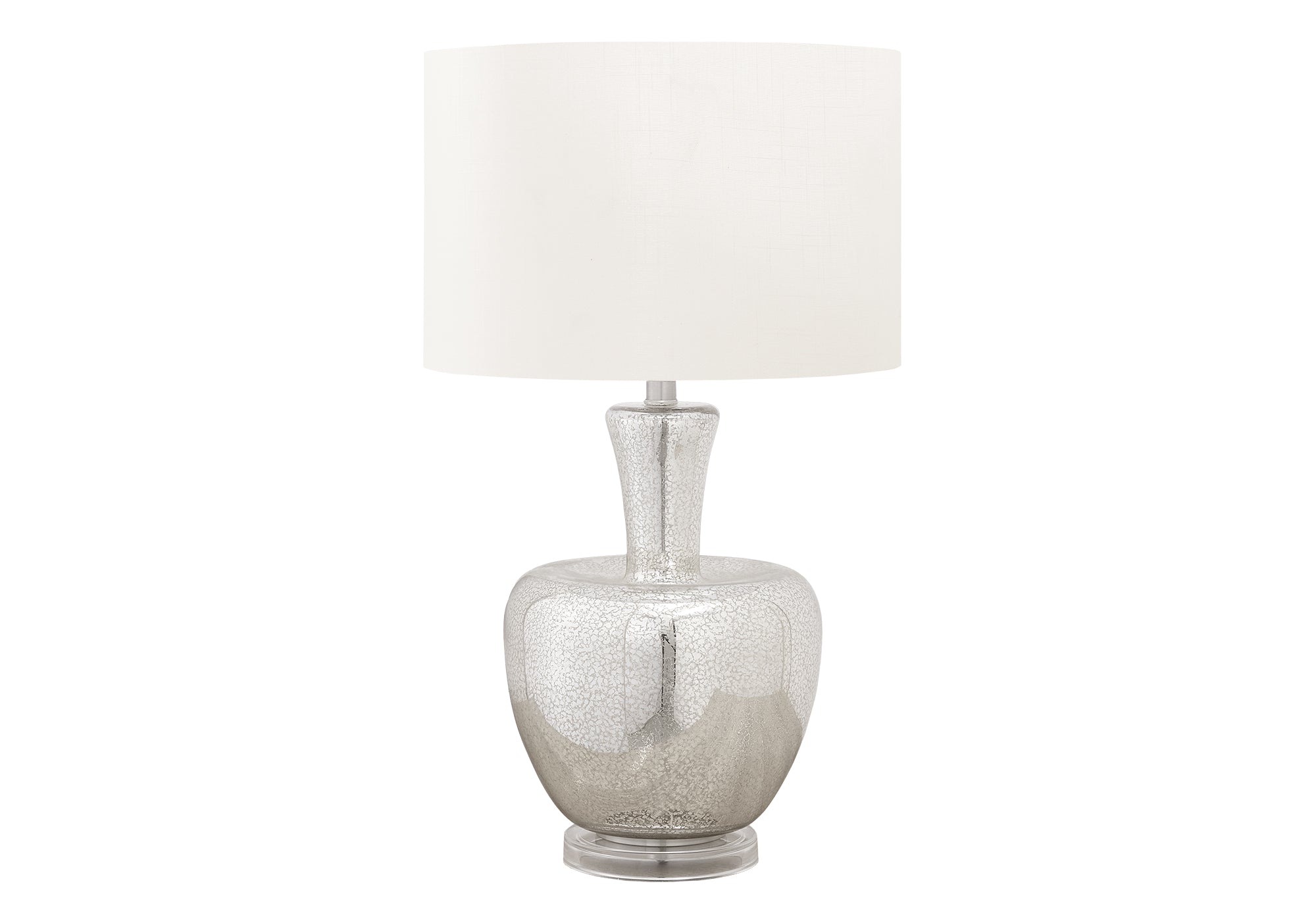 I 9897 - Luminaire, 26''H, Lampe De Table, Verre Argent, Abat-jour Ivoire / Crème, Contemporain, Moderne - Simple Boutique