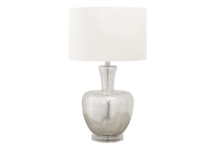 I 9897 - Luminaire, 26''H, Lampe De Table, Verre Argent, Abat-jour Ivoire / Crème, Contemporain, Moderne - Simple Boutique