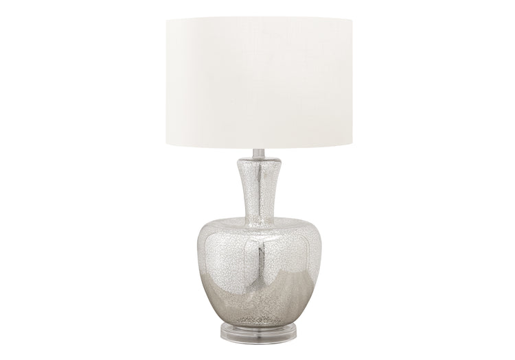 I 9897 - Luminaire, 26''H, Lampe De Table, Verre Argent, Abat-jour Ivoire / Crème, Contemporain, Moderne - Simple Boutique