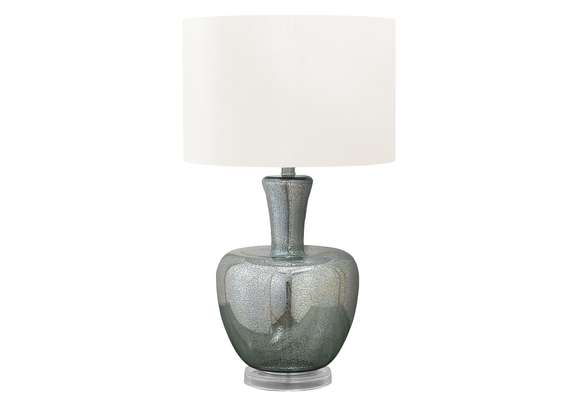 I 9898 - Luminaire, 26''H, Lampe De Table, Verre Argent, Abat-jour Ivoire / Crème, Contemporain, Moderne - Simple Boutique
